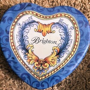 Brighton Blue and Gold accessories Holder Heart Tin Excellent Condition